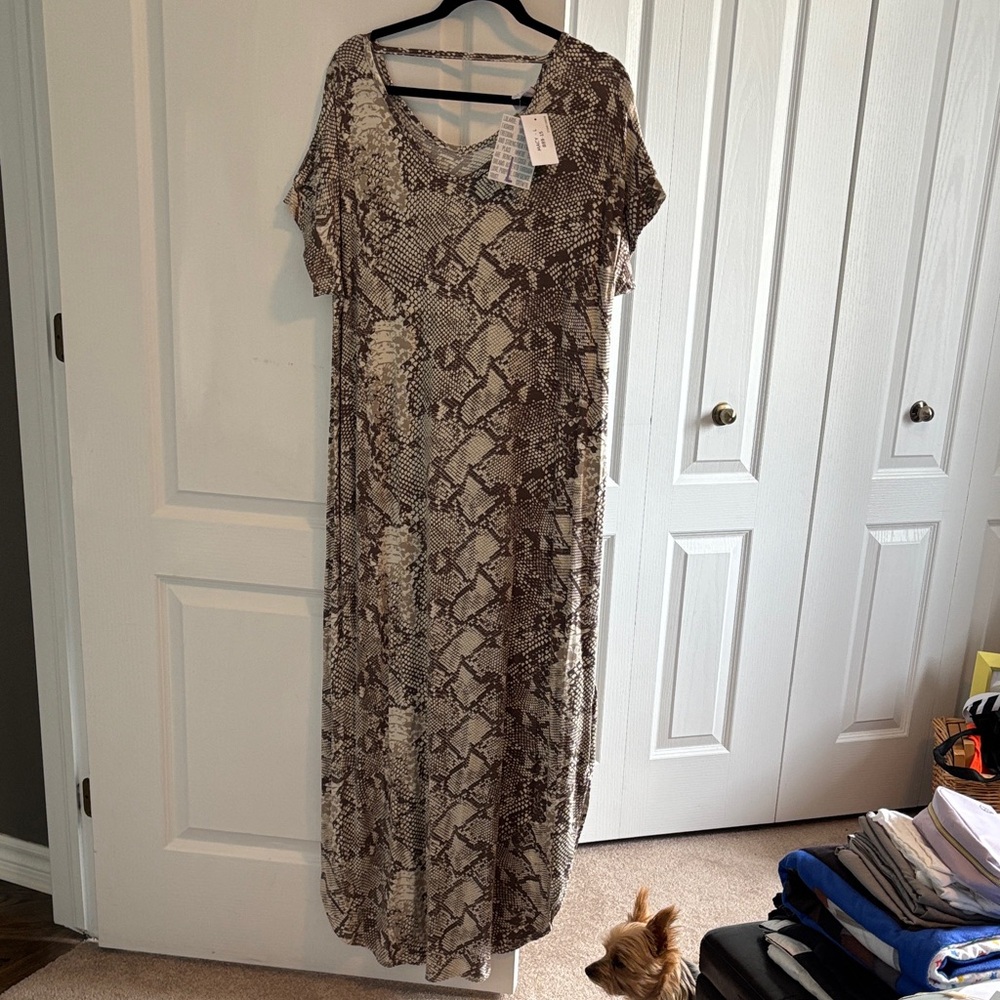 LuLaRoe Macy Brown Snake Print Dress